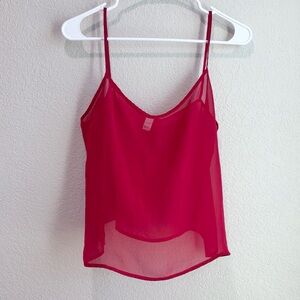 Chiffon by American Apparel Sheer Cropped Red Tank Top